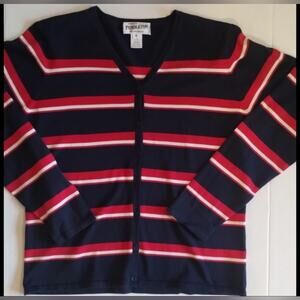 Pendleton Silk & Nylon Red White Blue Patriotic Pearl Buttoned Cardigan Top M